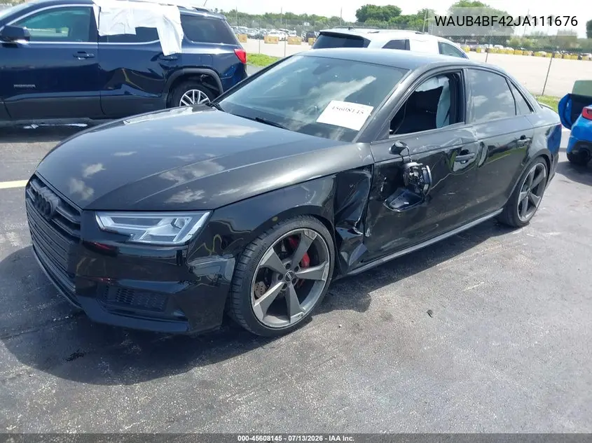 2018 Audi S4 3.0T Premium Plus VIN: WAUB4BF42JA111676 Lot: 45608145