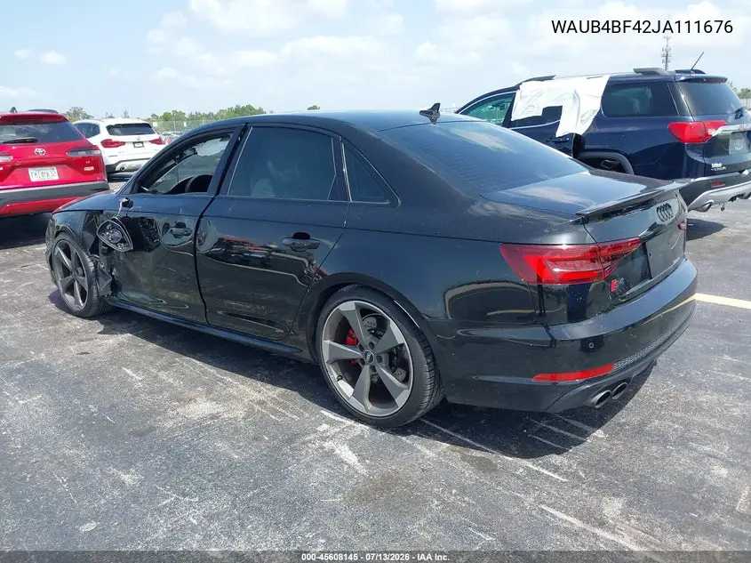 2018 Audi S4 3.0T Premium Plus VIN: WAUB4BF42JA111676 Lot: 45608145