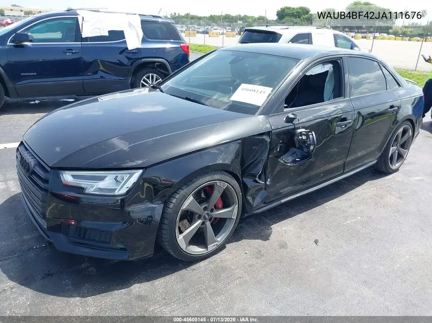 2018 Audi S4 3.0T Premium Plus VIN: WAUB4BF42JA111676 Lot: 45608145