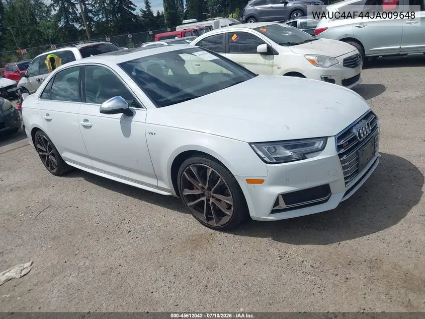2018 Audi S4 3.0T Premium Plus VIN: WAUC4AF44JA009648 Lot: 45612042