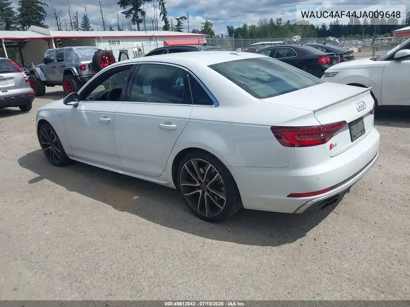 2018 Audi S4 3.0T Premium Plus VIN: WAUC4AF44JA009648 Lot: 45612042