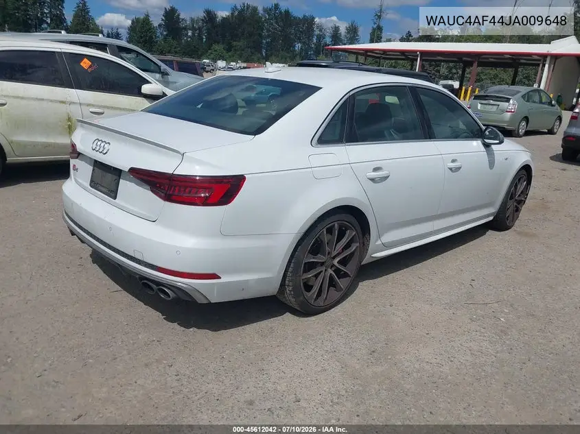2018 Audi S4 3.0T Premium Plus VIN: WAUC4AF44JA009648 Lot: 45612042