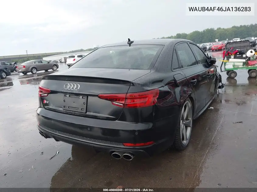 2018 Audi S4 3.0T Premium Plus VIN: WAUB4AF46JA136283 Lot: 45680248