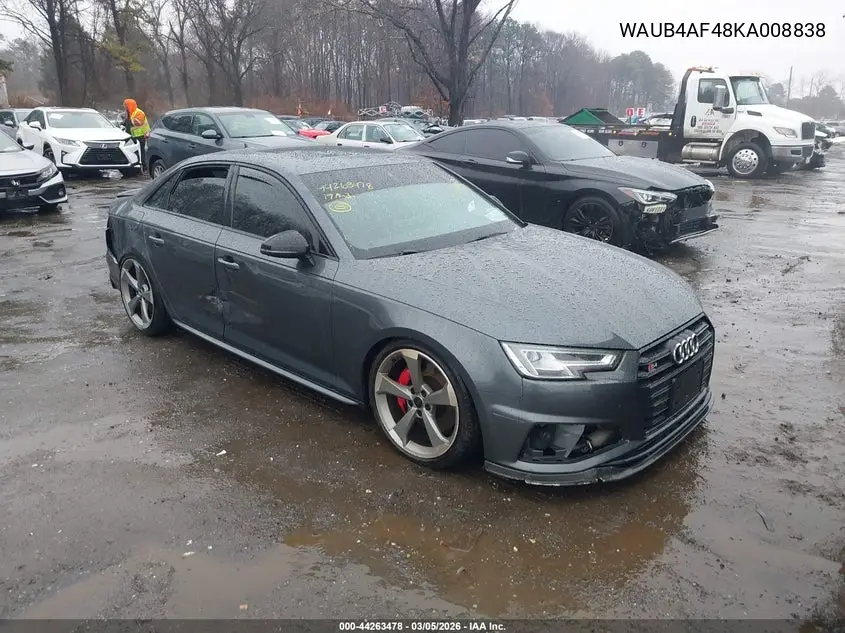 2019 Audi S4 3.0T Premium VIN: WAUB4AF48KA008838 Lot: 44263478