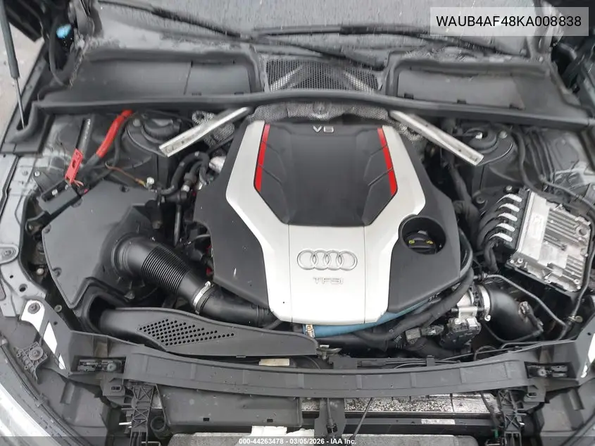 2019 Audi S4 3.0T Premium VIN: WAUB4AF48KA008838 Lot: 44263478