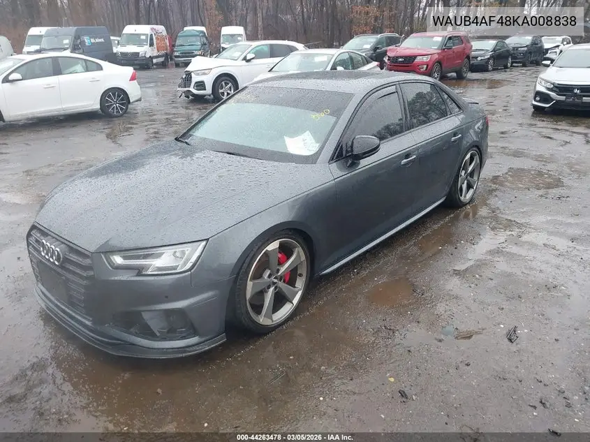 2019 Audi S4 3.0T Premium VIN: WAUB4AF48KA008838 Lot: 44263478