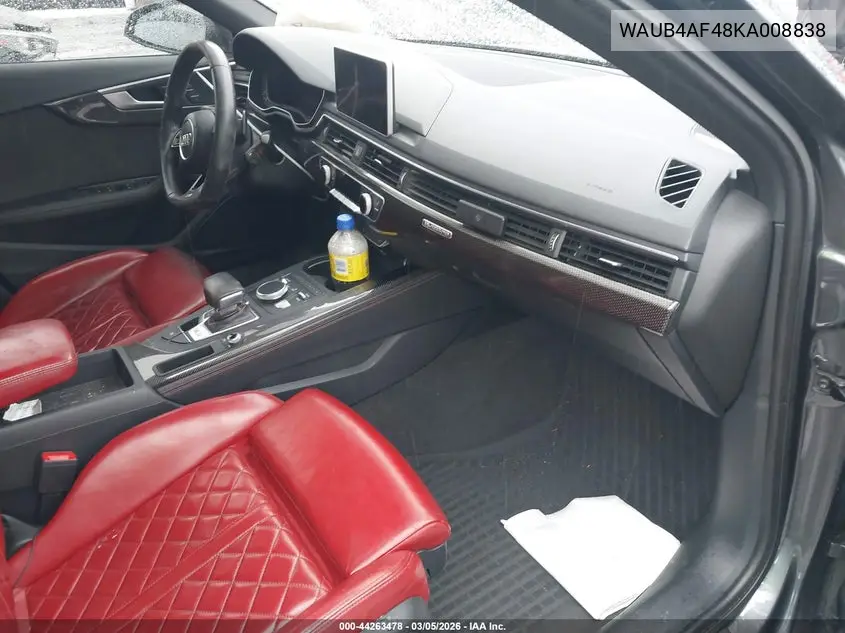 2019 Audi S4 3.0T Premium VIN: WAUB4AF48KA008838 Lot: 44263478