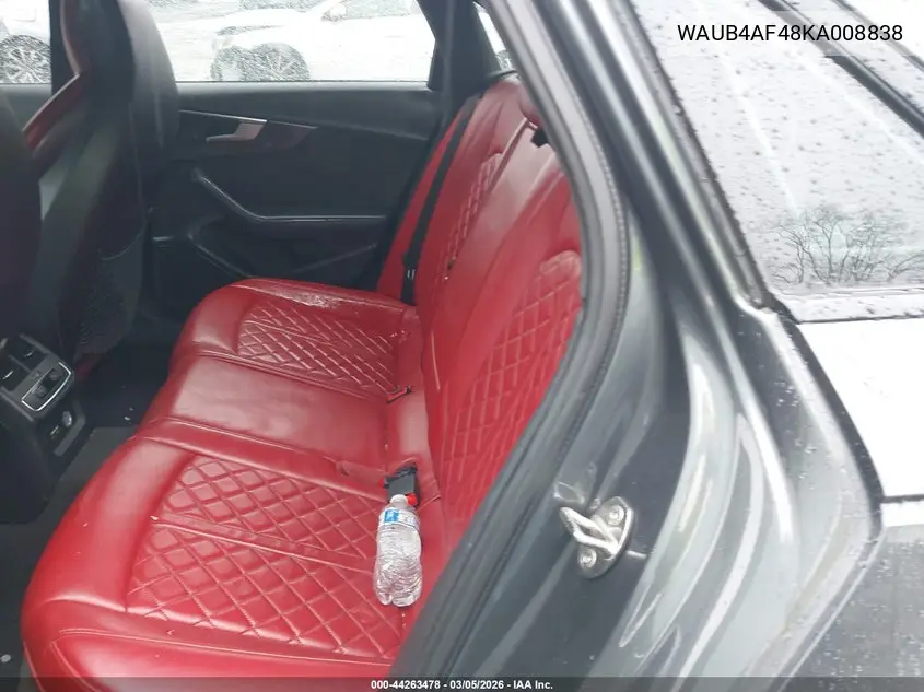 2019 Audi S4 3.0T Premium VIN: WAUB4AF48KA008838 Lot: 44263478