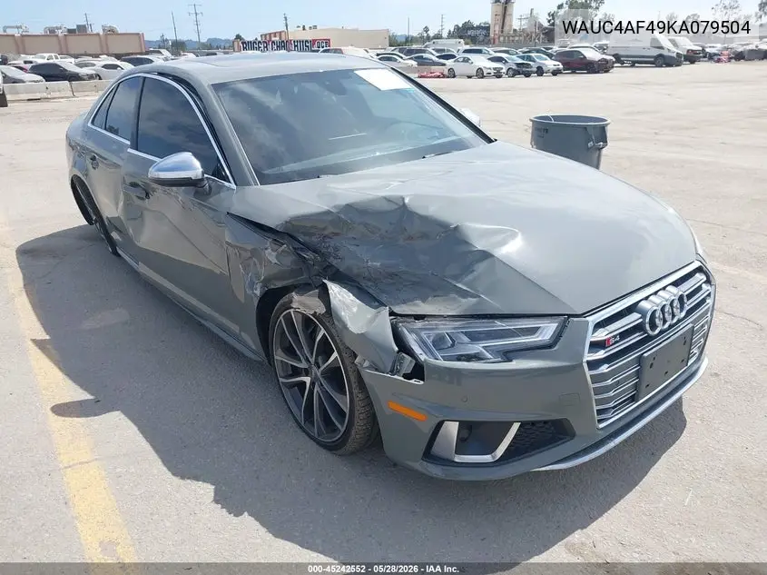 2019 Audi S4 3.0T Premium VIN: WAUC4AF49KA079504 Lot: 45242552