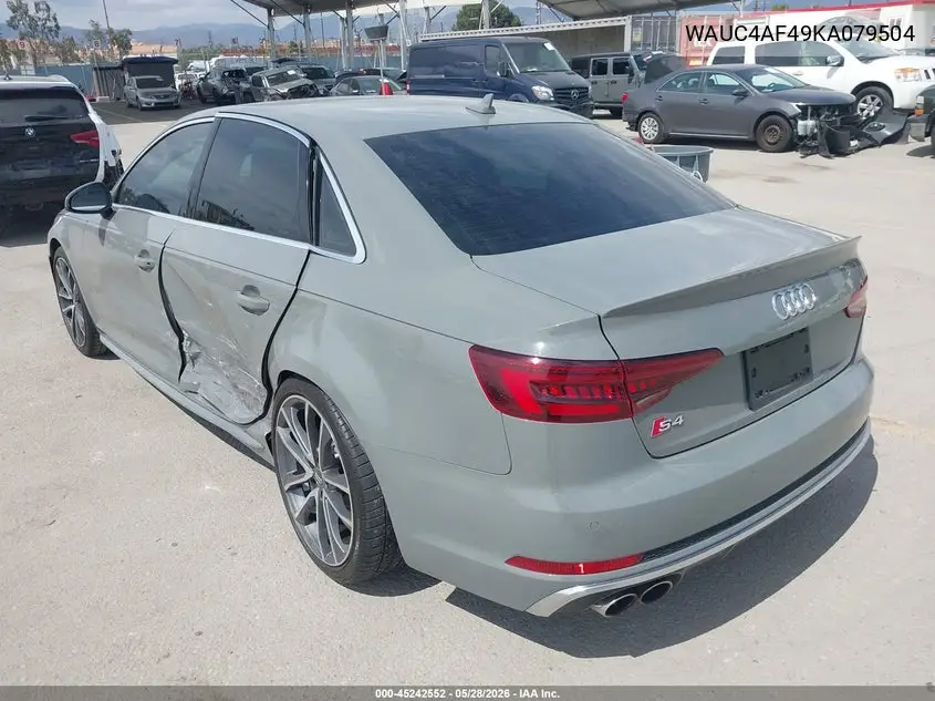 2019 Audi S4 3.0T Premium VIN: WAUC4AF49KA079504 Lot: 45242552