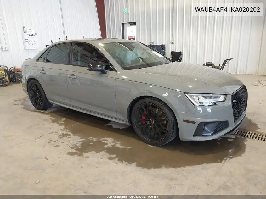 2019 Audi S4 3.0T Premium VIN: WAUB4AF41KA020202 Lot: 45484354