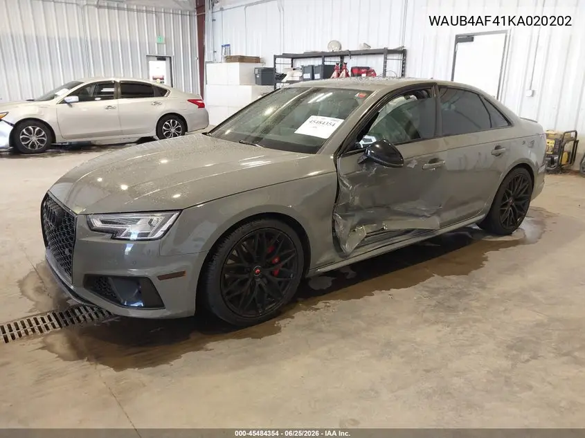 2019 Audi S4 3.0T Premium VIN: WAUB4AF41KA020202 Lot: 45484354