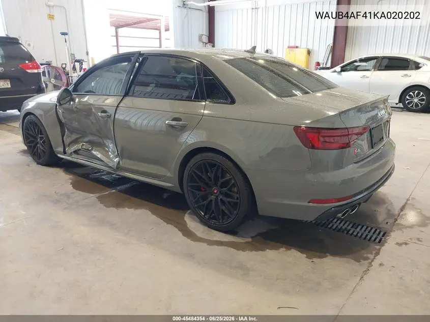 2019 Audi S4 3.0T Premium VIN: WAUB4AF41KA020202 Lot: 45484354