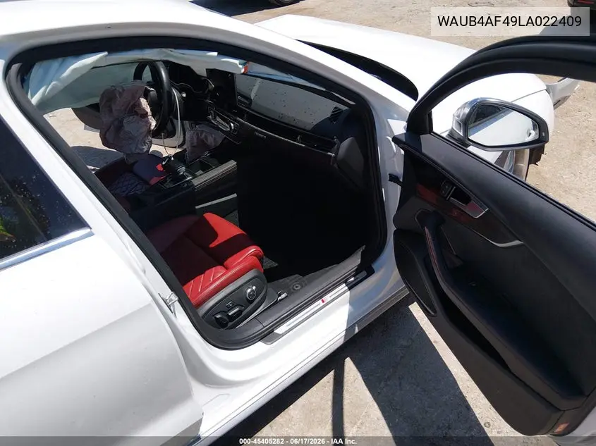 2020 Audi S4 Premium Plus Tfsi Quattro Tiptronic VIN: WAUB4AF49LA022409 Lot: 45405282