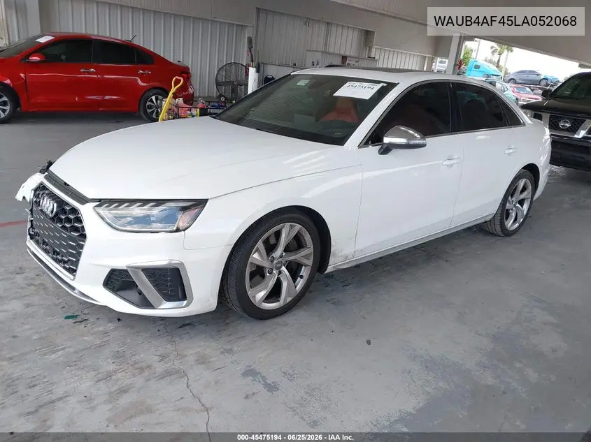 2020 Audi S4 Premium Plus Tfsi Quattro Tiptronic VIN: WAUB4AF45LA052068 Lot: 45475194