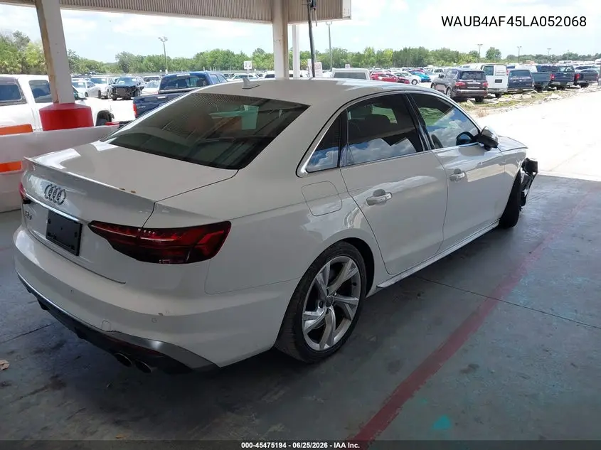 2020 Audi S4 Premium Plus Tfsi Quattro Tiptronic VIN: WAUB4AF45LA052068 Lot: 45475194