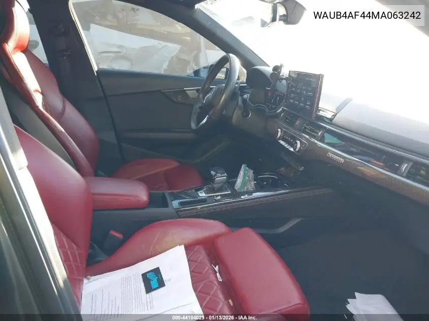 2021 Audi S4 Premium Plus Tfsi Quattro Tiptronic VIN: WAUB4AF44MA063242 Lot: 44104029