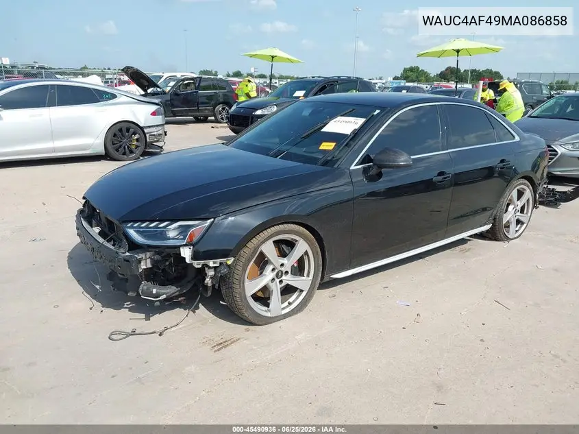 2021 Audi S4 Prestige Tfsi Quattro Tiptronic VIN: WAUC4AF49MA086858 Lot: 45490936