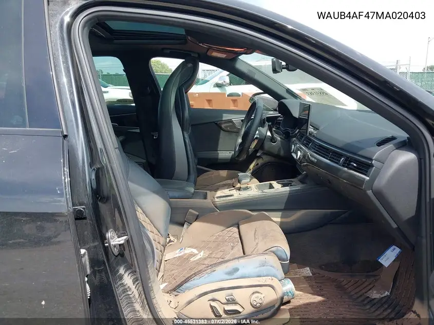 2021 Audi S4 Premium Plus Tfsi Quattro Tiptronic VIN: WAUB4AF47MA020403 Lot: 45531383