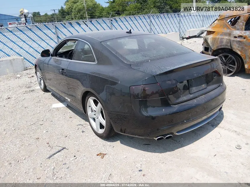 2009 Audi S5 4.2L VIN: WAURV78T89A043828 Lot: 45584225