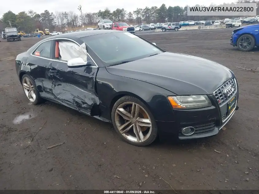 2010 Audi S5 4.2 Premium Plus VIN: WAU3VAFR4AA022800 Lot: 44110840