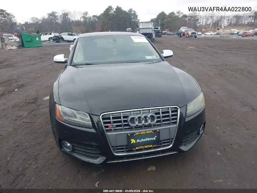 2010 Audi S5 4.2 Premium Plus VIN: WAU3VAFR4AA022800 Lot: 44110840