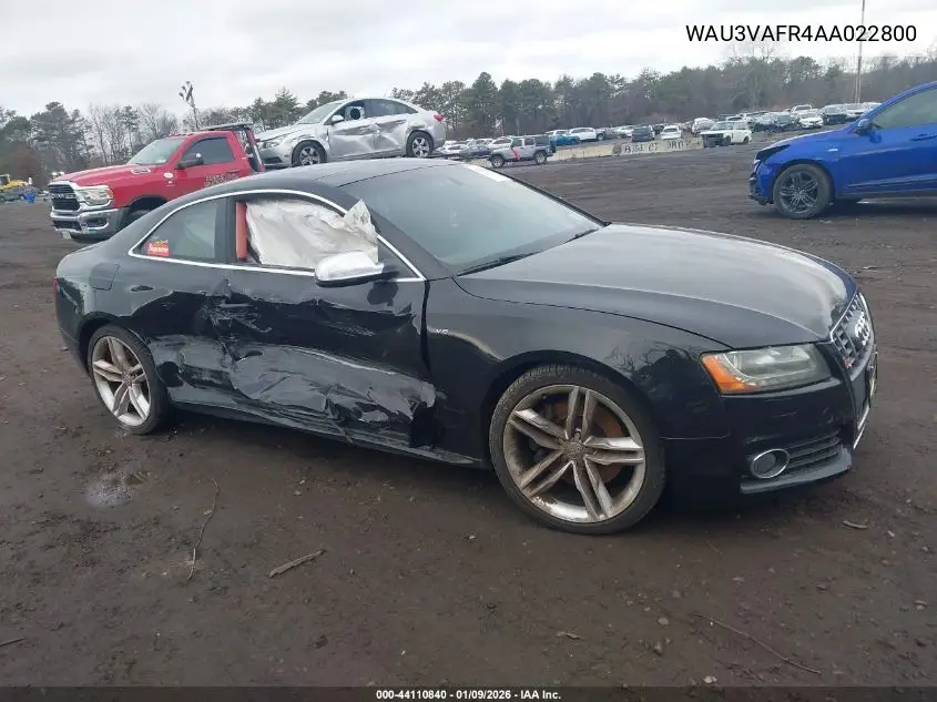 2010 Audi S5 4.2 Premium Plus VIN: WAU3VAFR4AA022800 Lot: 44110840