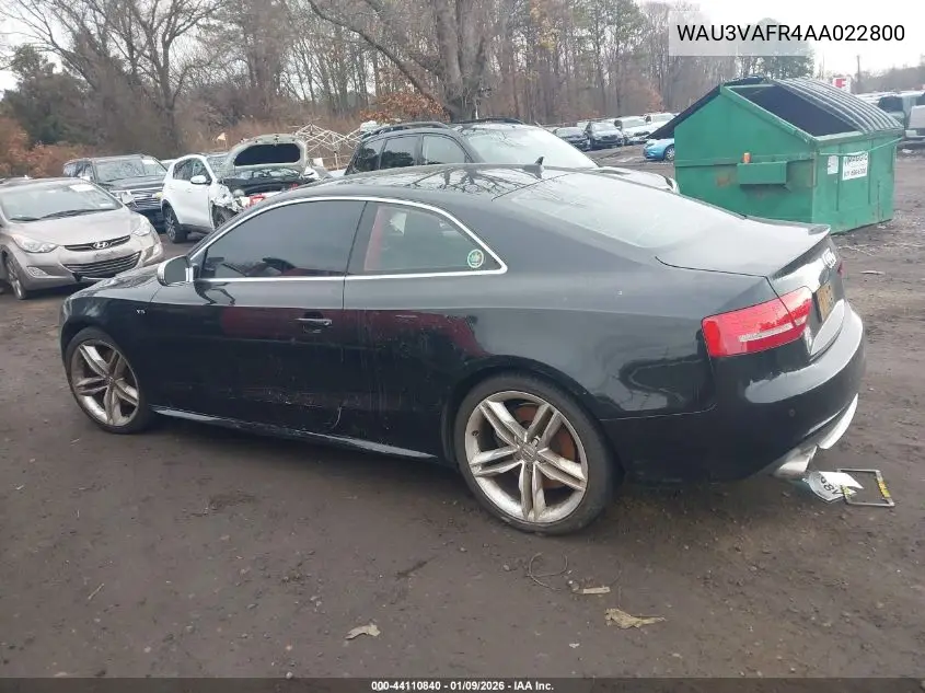 2010 Audi S5 4.2 Premium Plus VIN: WAU3VAFR4AA022800 Lot: 44110840