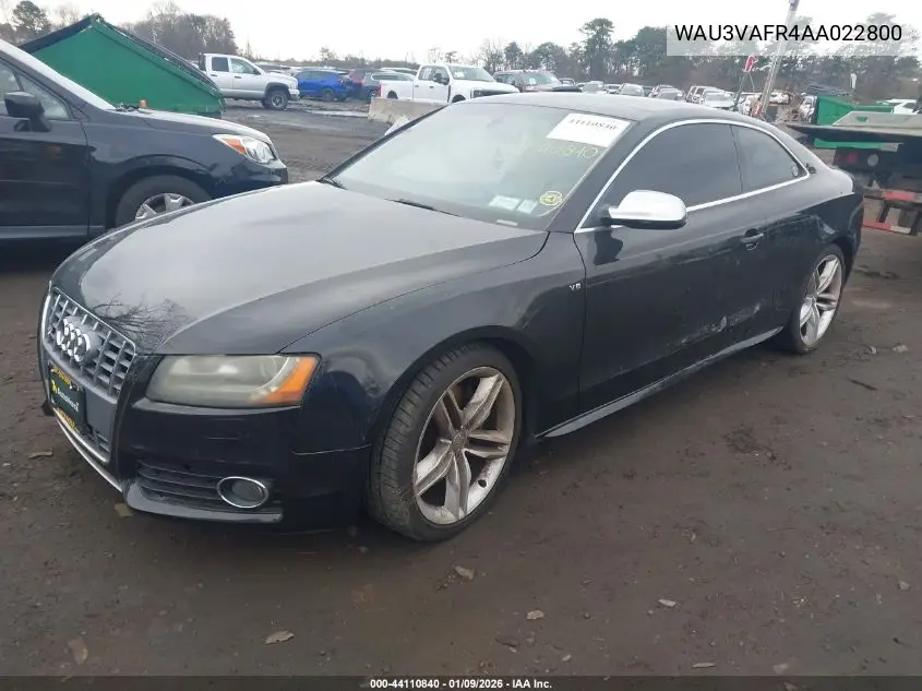 2010 Audi S5 4.2 Premium Plus VIN: WAU3VAFR4AA022800 Lot: 44110840