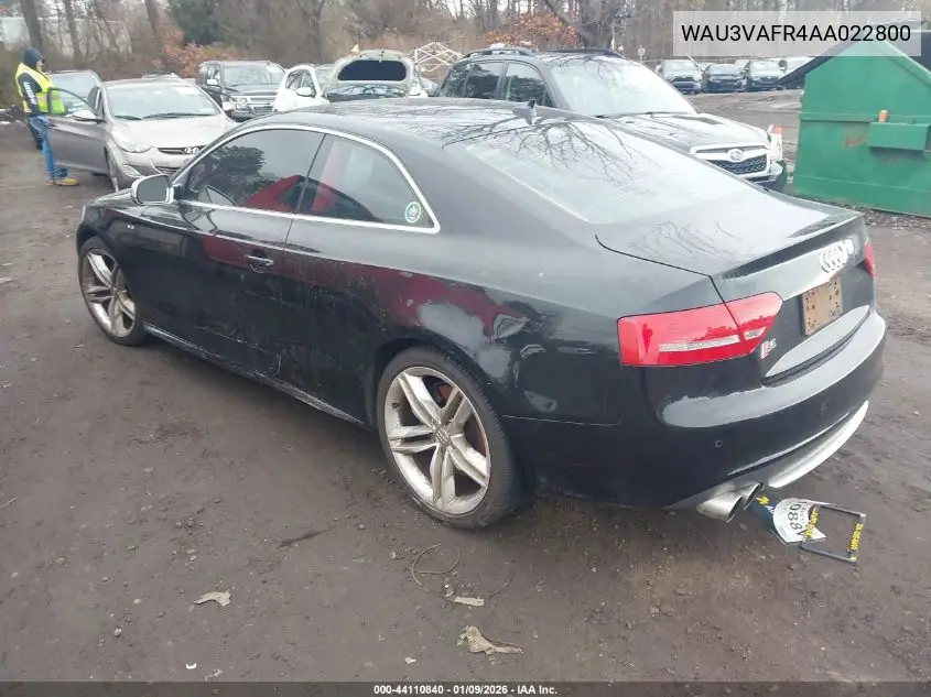 2010 Audi S5 4.2 Premium Plus VIN: WAU3VAFR4AA022800 Lot: 44110840