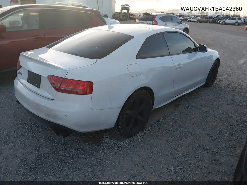 2011 Audi S5 4.2 Premium Plus VIN: WAUCVAFR1BA042360 Lot: 44997798