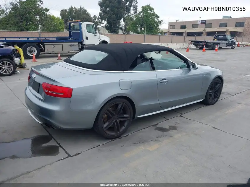 2011 Audi S5 3.0 Premium Plus VIN: WAUVGAFH9BN010355 Lot: 45103912