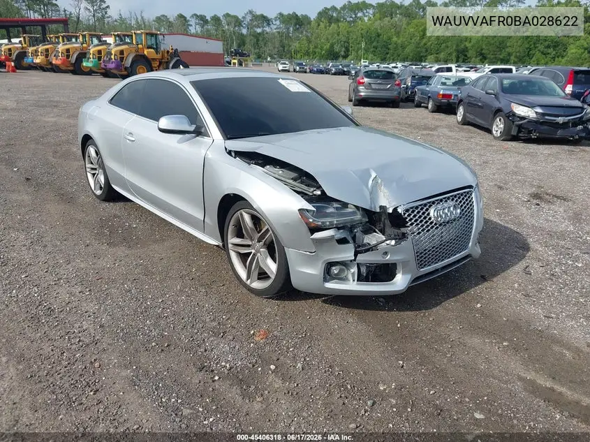 2011 Audi S5 4.2 Premium Plus VIN: WAUVVAFR0BA028622 Lot: 45406318