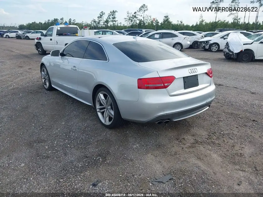 2011 Audi S5 4.2 Premium Plus VIN: WAUVVAFR0BA028622 Lot: 45406318