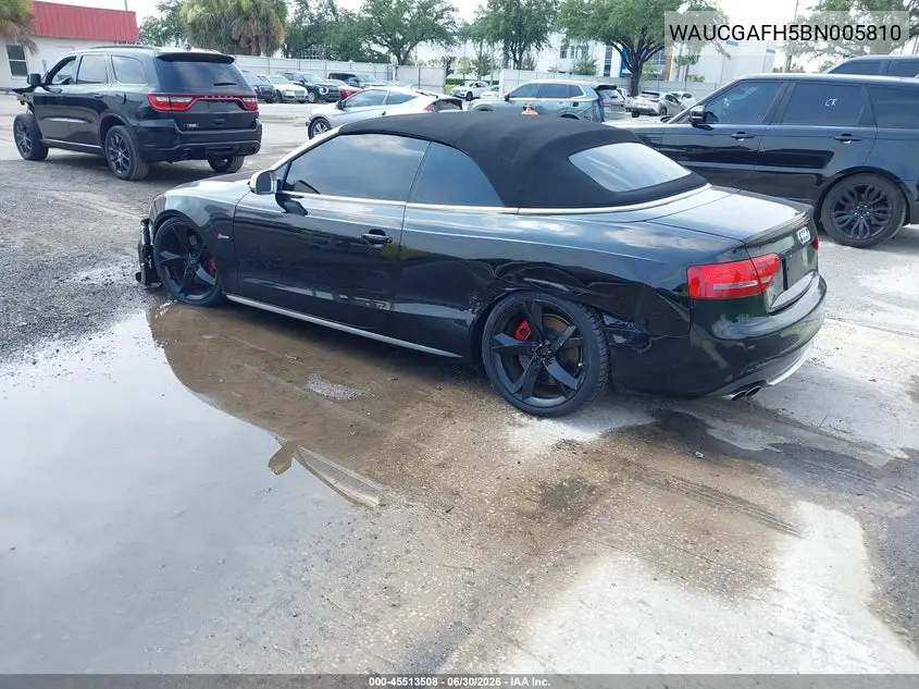 2011 Audi S5 3.0 Premium Plus VIN: WAUCGAFH5BN005810 Lot: 45513508