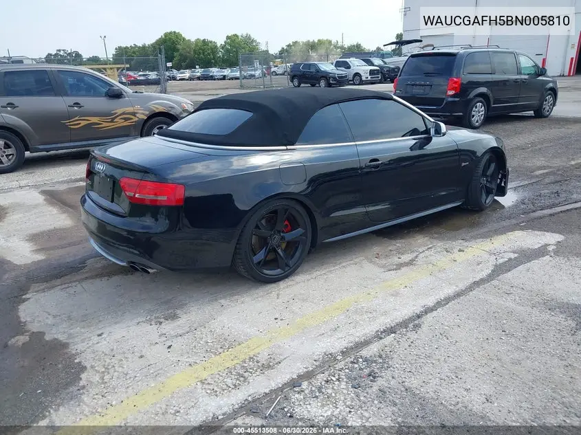 2011 Audi S5 3.0 Premium Plus VIN: WAUCGAFH5BN005810 Lot: 45513508