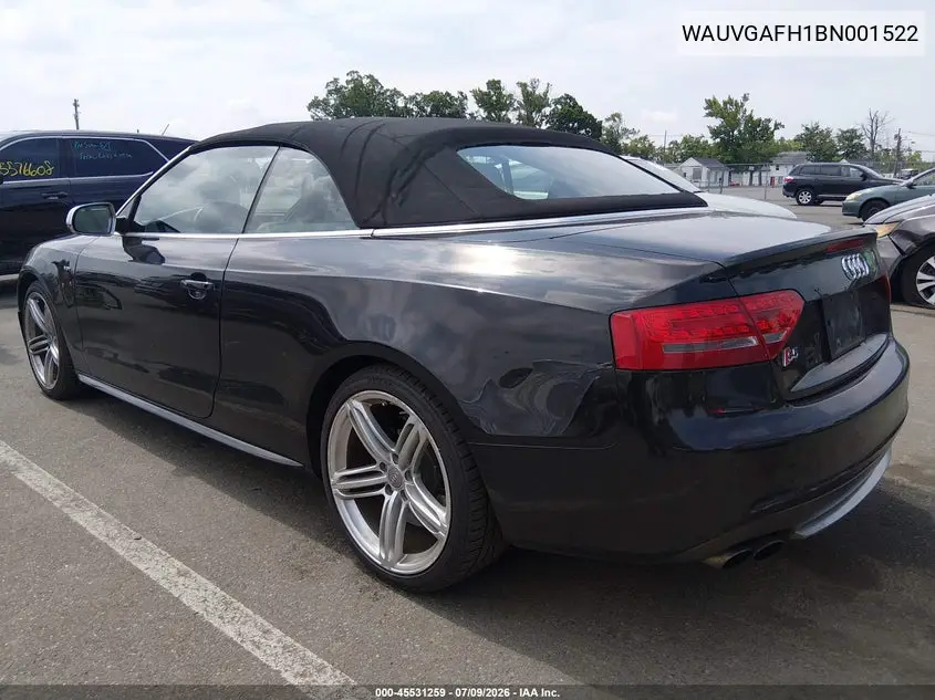 2011 Audi S5 3.0 Premium Plus VIN: WAUVGAFH1BN001522 Lot: 45531259