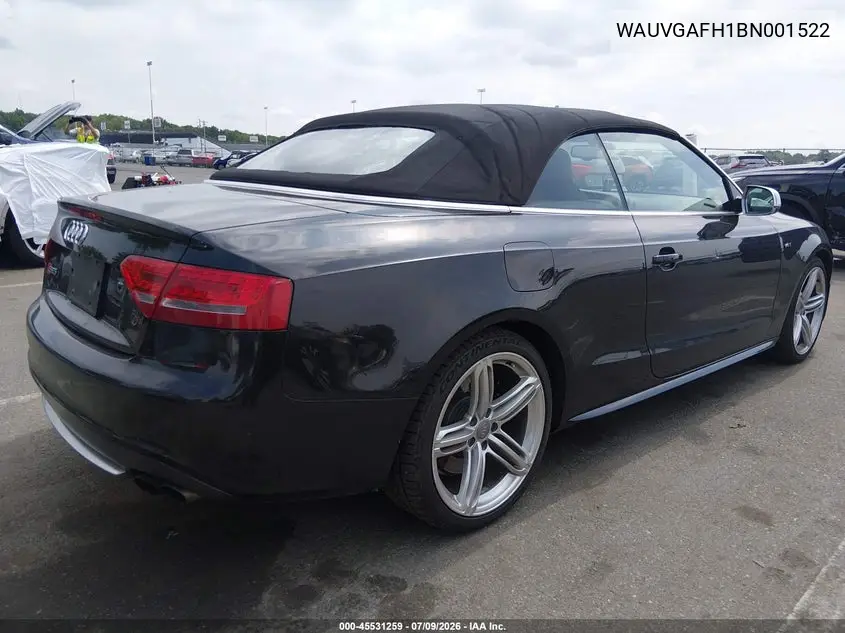 2011 Audi S5 3.0 Premium Plus VIN: WAUVGAFH1BN001522 Lot: 45531259