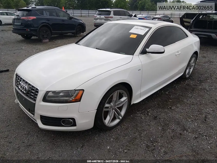 2012 Audi S5 4.2 Premium Plus VIN: WAUVVAFR4CA002655 Lot: 44879812