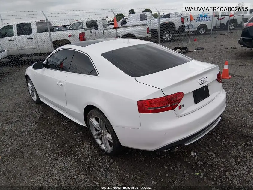 2012 Audi S5 4.2 Premium Plus VIN: WAUVVAFR4CA002655 Lot: 44879812