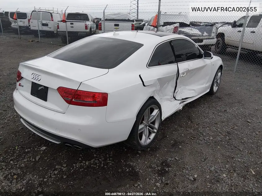 2012 Audi S5 4.2 Premium Plus VIN: WAUVVAFR4CA002655 Lot: 44879812
