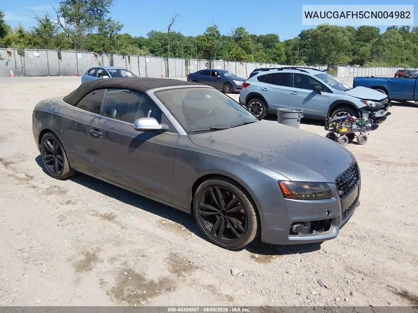 2012 Audi S5 3.0 Premium Plus VIN: WAUCGAFH5CN004982 Lot: 45308507