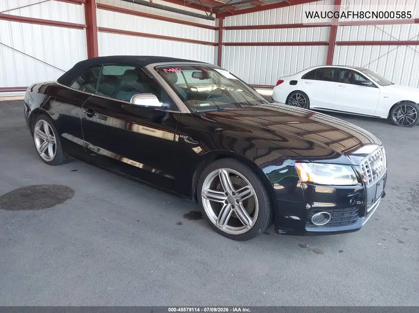 2012 Audi S5 Premium Plus VIN: WAUCGAFH8CN000585 Lot: 45579114