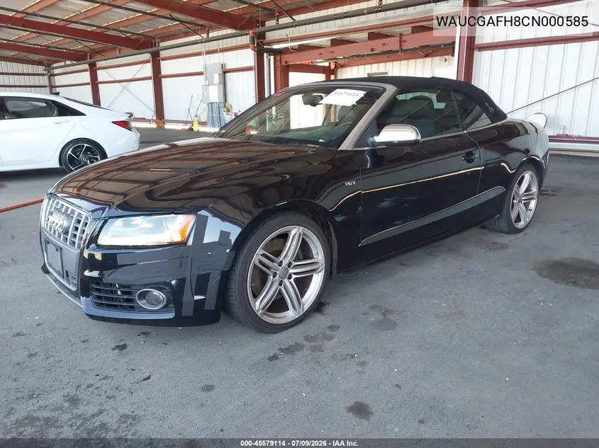 2012 Audi S5 Premium Plus VIN: WAUCGAFH8CN000585 Lot: 45579114