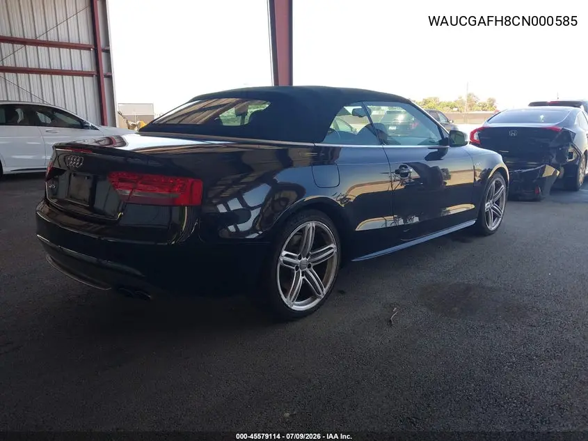 2012 Audi S5 Premium Plus VIN: WAUCGAFH8CN000585 Lot: 45579114