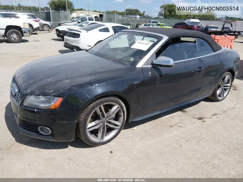 2012 Audi S5 3.0 Premium Plus VIN: WAUCGAFH0CN003514 Lot: 45611419