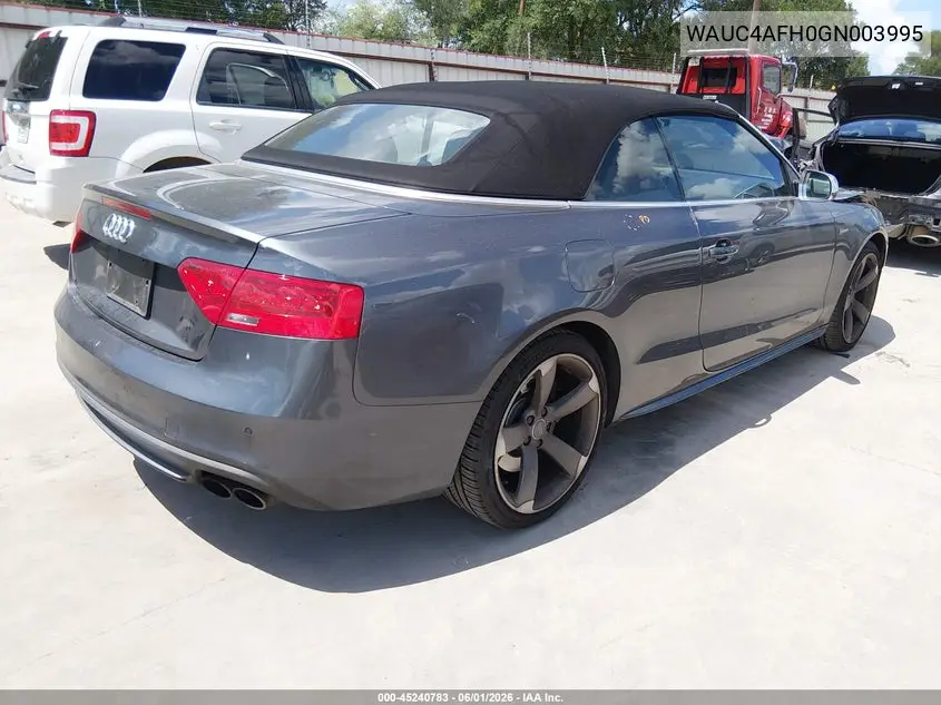 2016 Audi S5 3.0T Premium Plus VIN: WAUC4AFH0GN003995 Lot: 45240783