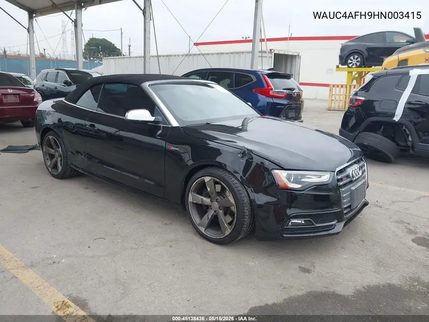 2017 Audi S5 3.0T VIN: WAUC4AFH9HN003415 Lot: 45138436