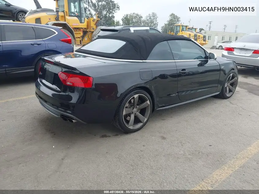 2017 Audi S5 3.0T VIN: WAUC4AFH9HN003415 Lot: 45138436