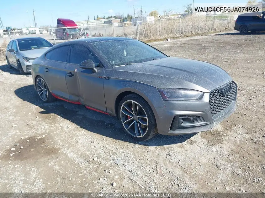 2018 Audi S5 3.0T Technik VIN: WAUC4CF56JA074926 Lot: 12604061